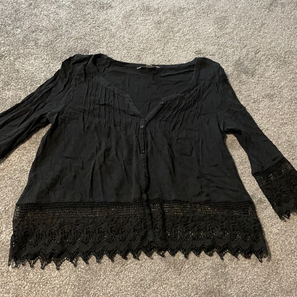 Black blouse with lace detailing